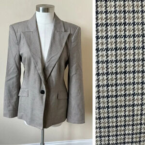 Zara Tan Houndstooth Single Button Blazer Jacket - 26154